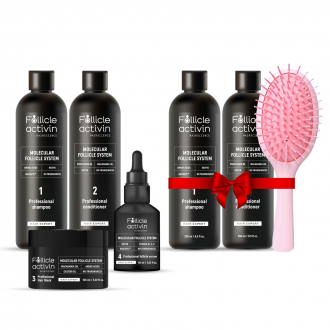 Pilnas Follicle Activin kursas: regeneruoja plaukų augimą ir apimtį (veikia kaip mezoterapija) + ANTRAS RINKINYS DOVANŲ